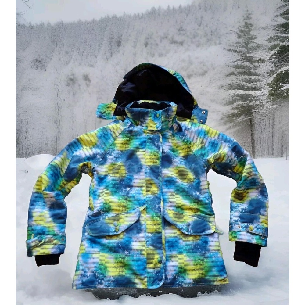 Powder Room‎ Ski Jacket Womens XS Blue Green Excellent Waterproof Snowboard Coat